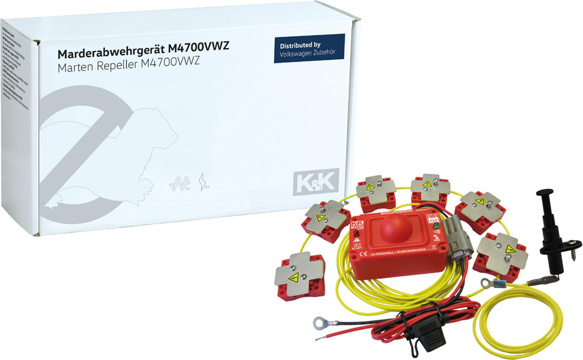 Marder-Abwehranlage K&K M4700, mit Hochspannung und 360° Wirkungsradius Marder-Abwehranlage K&K M4700, mit Hochspannung und 360° Wirkungsradius