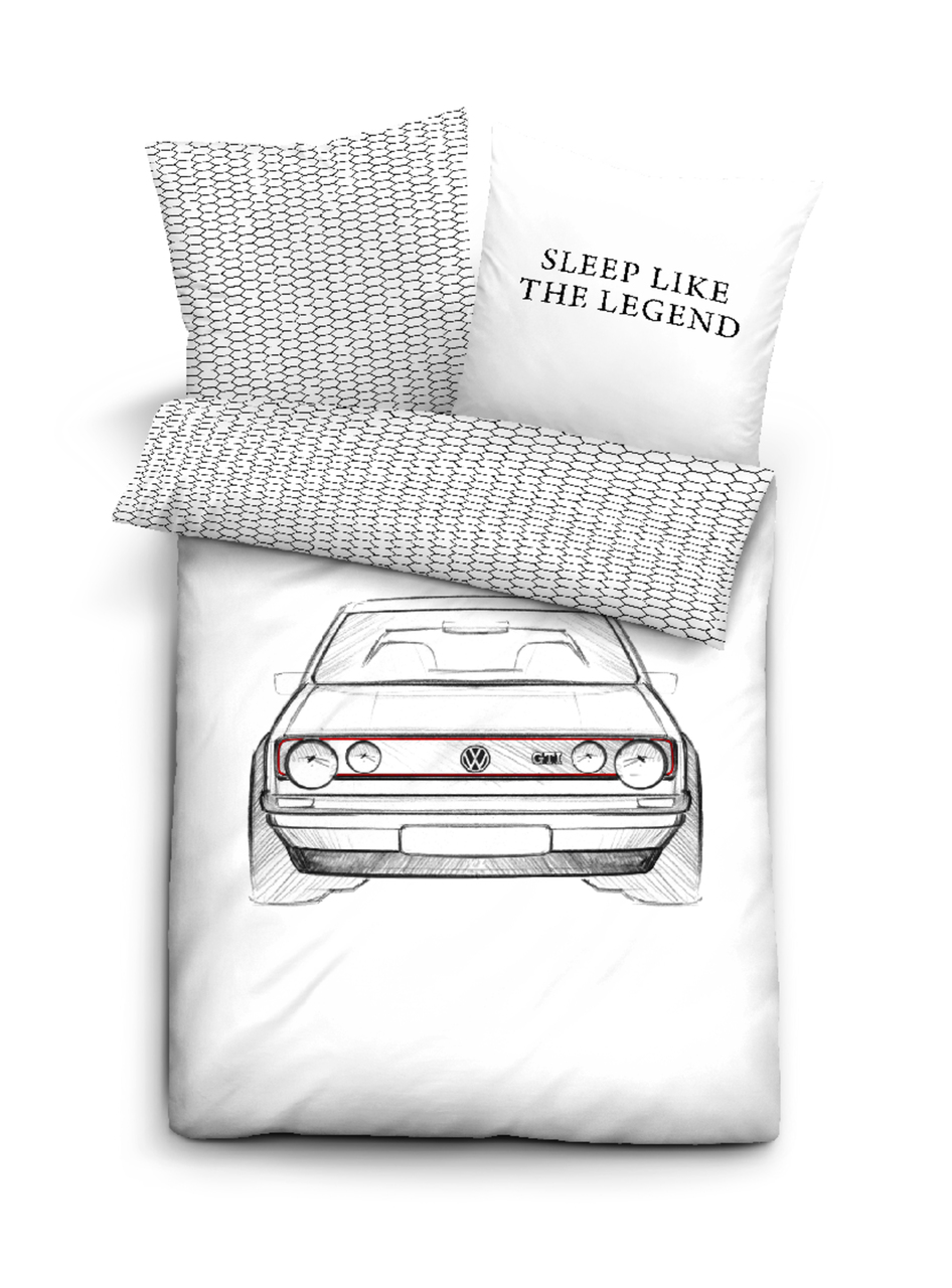 Original VW Wende-Bettwäsche im Golf 1 GTI Design 135x200cm + 80x80cm